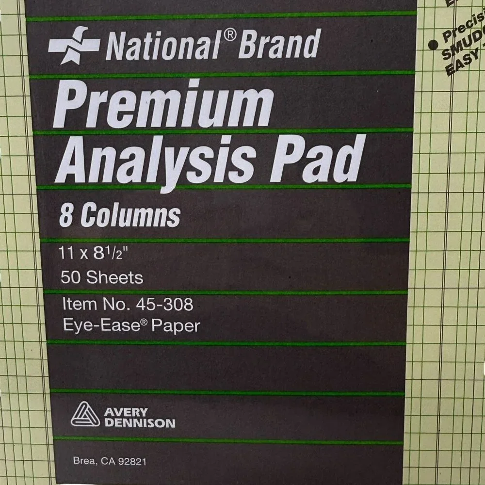 National Brand Premium Analysis Pad 8 Columns 11